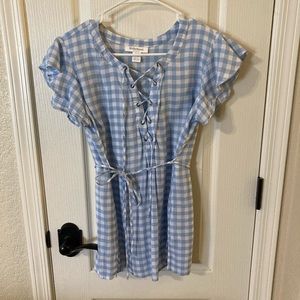 Gingham blue maternity top | Motherhood Maternity | Size Small